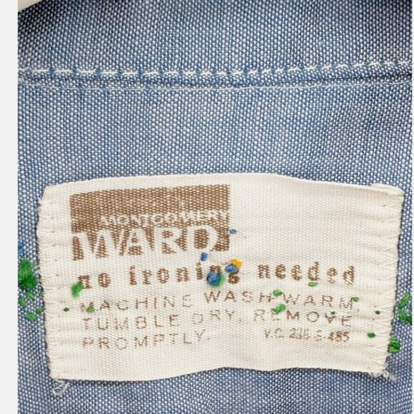 Montgomery Ward Chambray Embroidered Shirt M - Picture 7 of 8